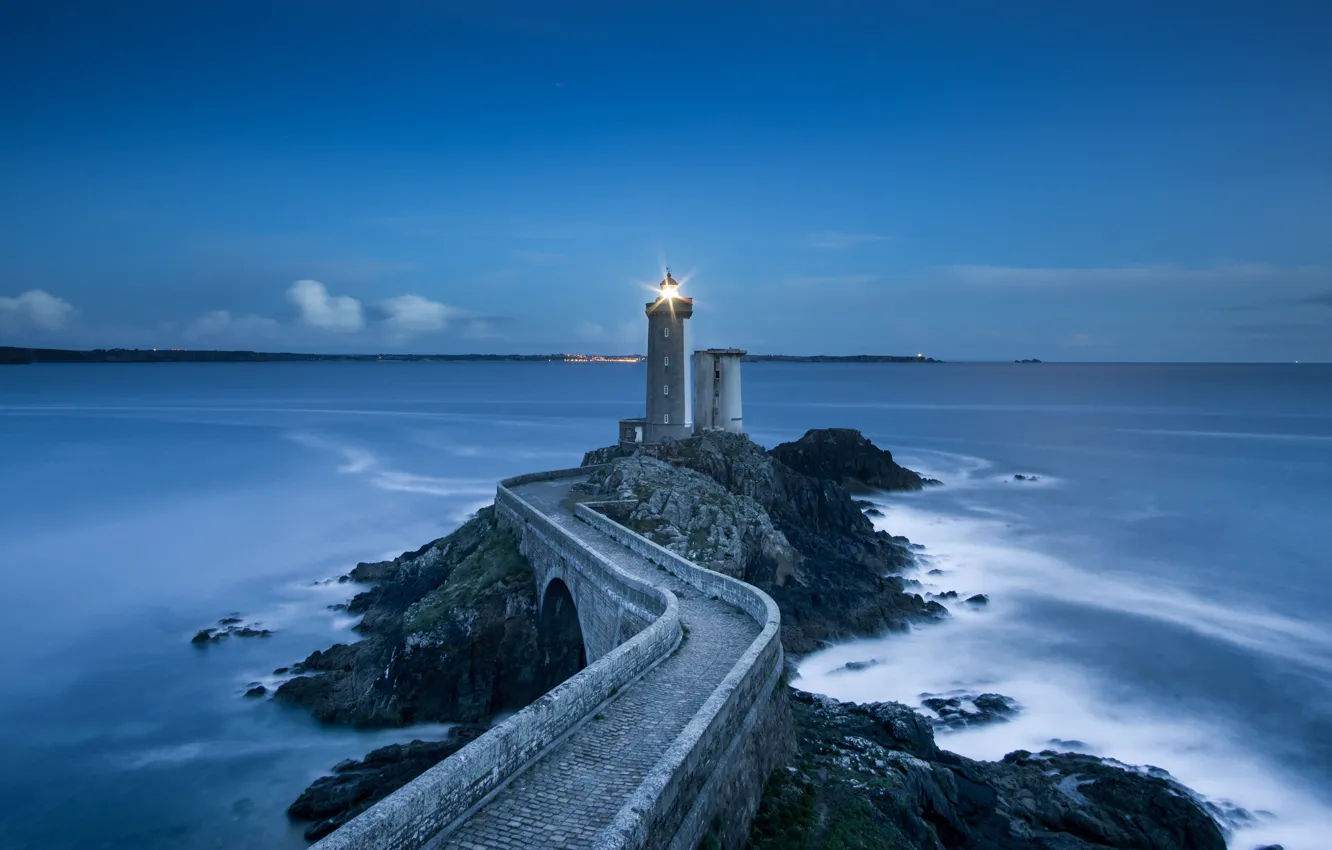 Фото обои Landscape, Bridge, Sea, Lighthouse