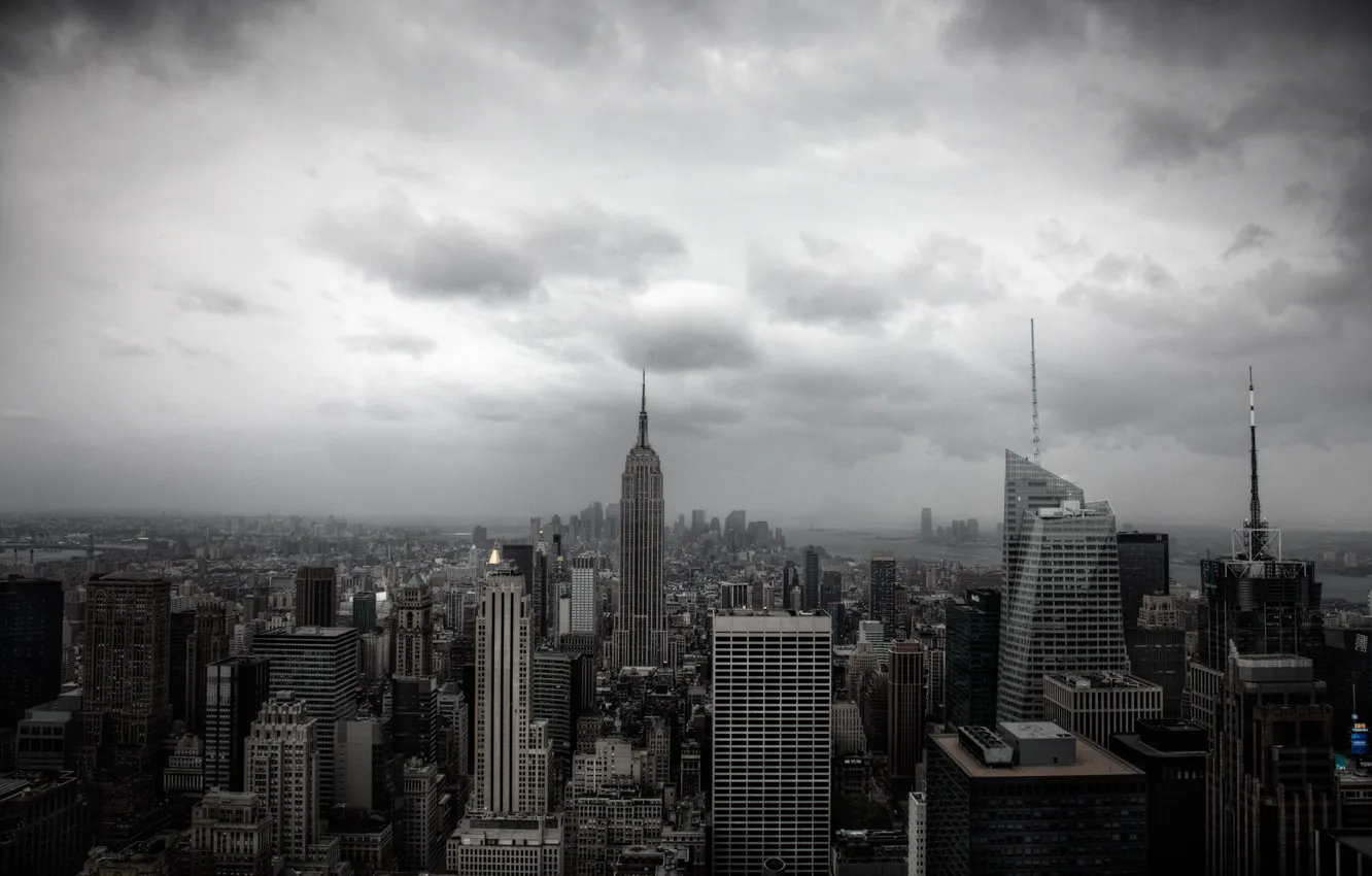 Фото обои Нью-Йорк, небоскребы, джунгли, Манхеттен, New York City, Empire State Building, железо-бетонные