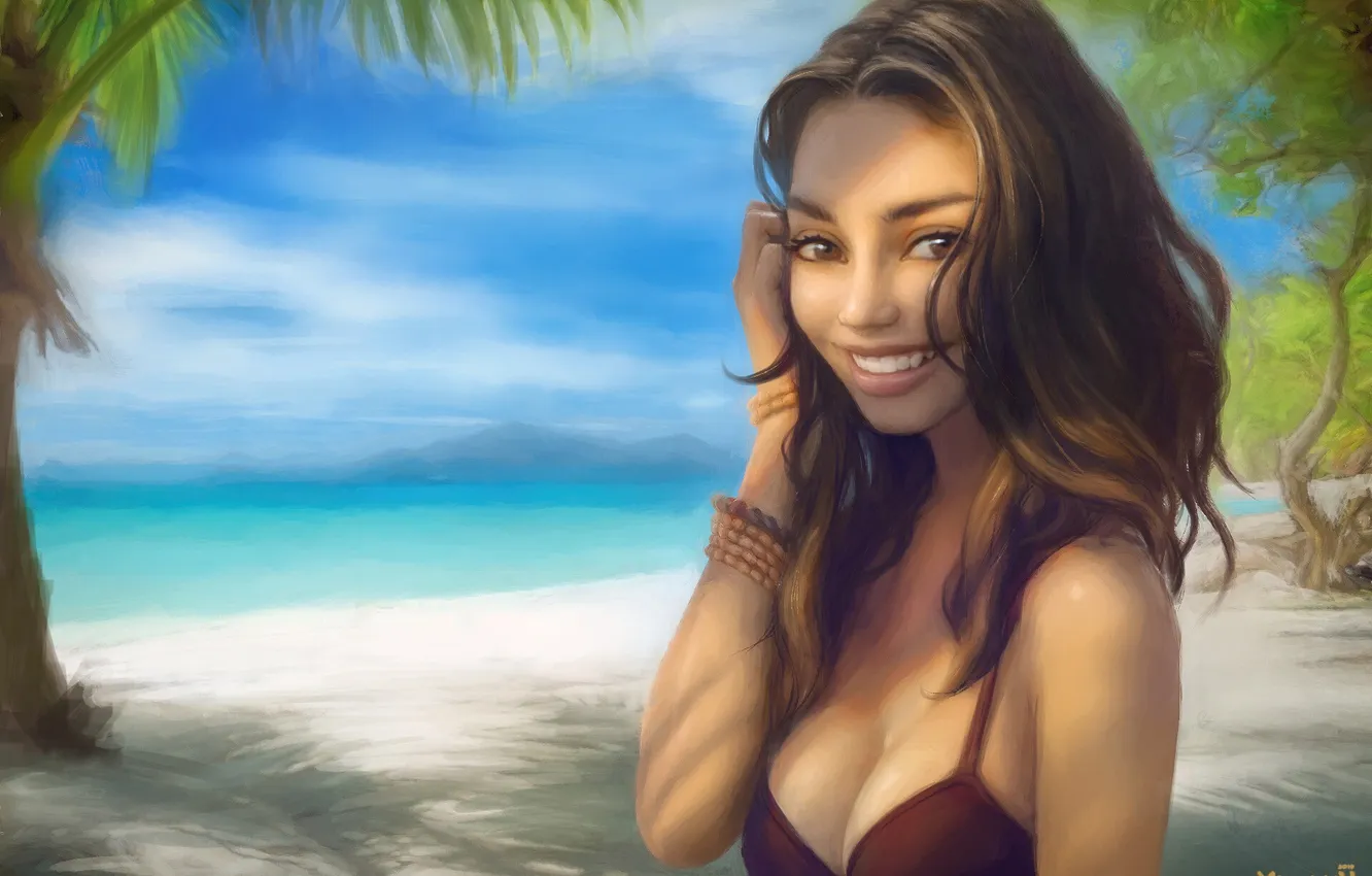 Фото обои Smiling, fantasy girl, original characters, mironishin story