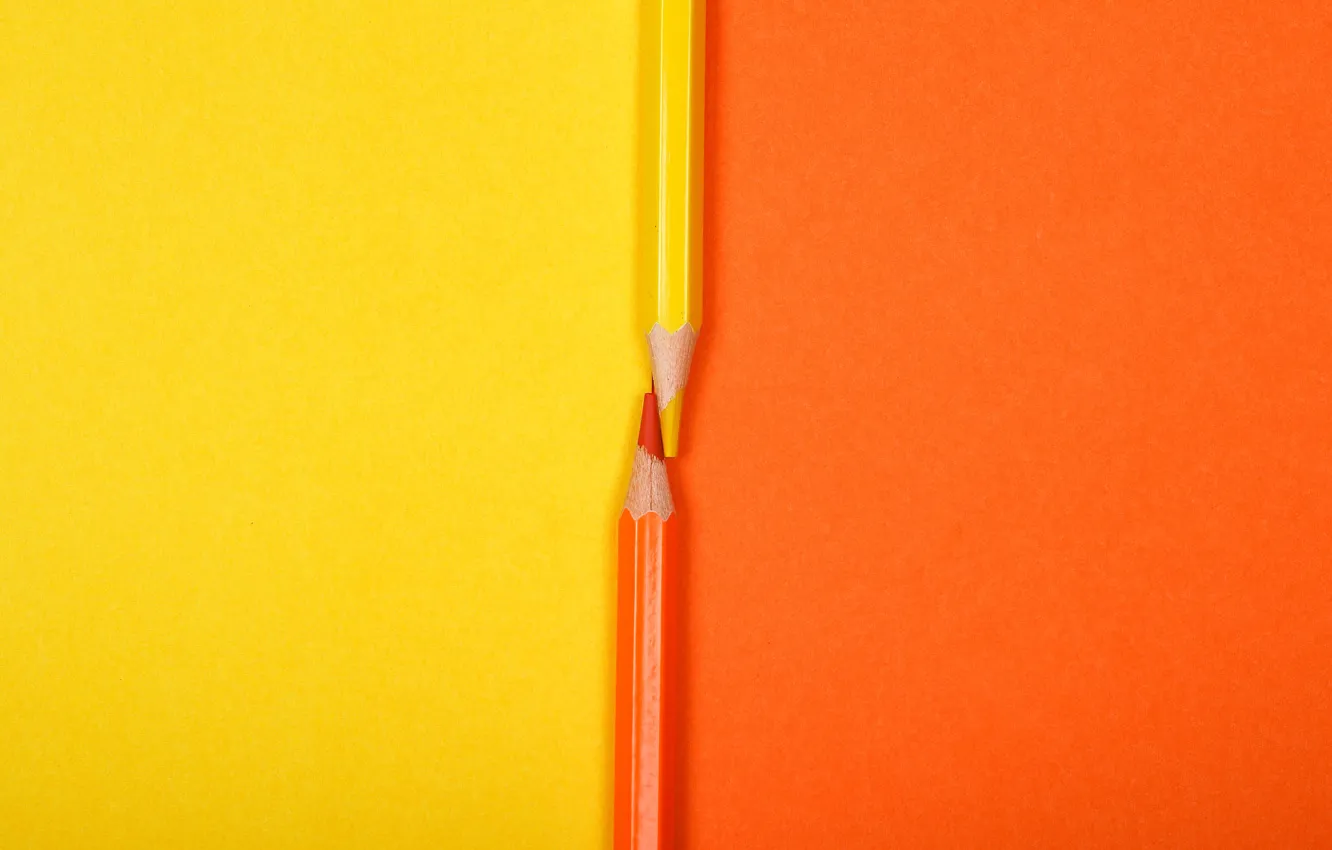 Фото обои оранжевый, желтый, фон, цвет, текстура, карандаши, пара, два