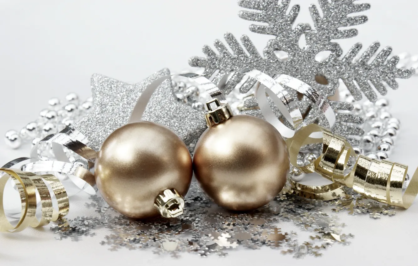 Фото обои украшения, снежинки, шары, Рождество, Новый год, christmas, new year, happy