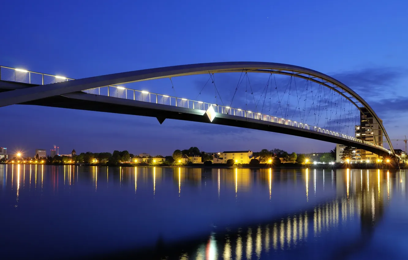 Фото обои мост, река, граница, Германия, Switzerland, Germany, night, France