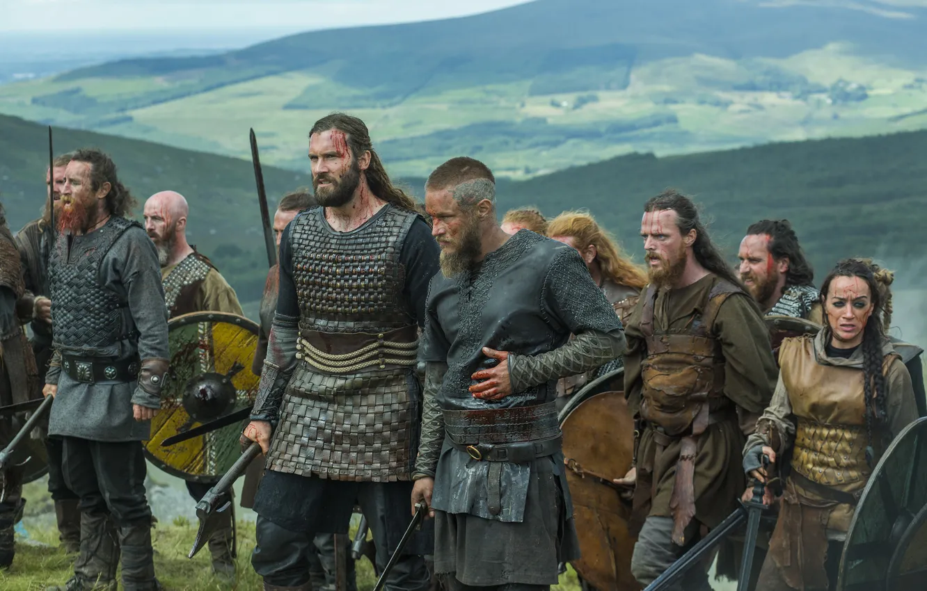 Фото обои воины, Vikings, Викинги, Трэвис Фиммел, Clive Standen