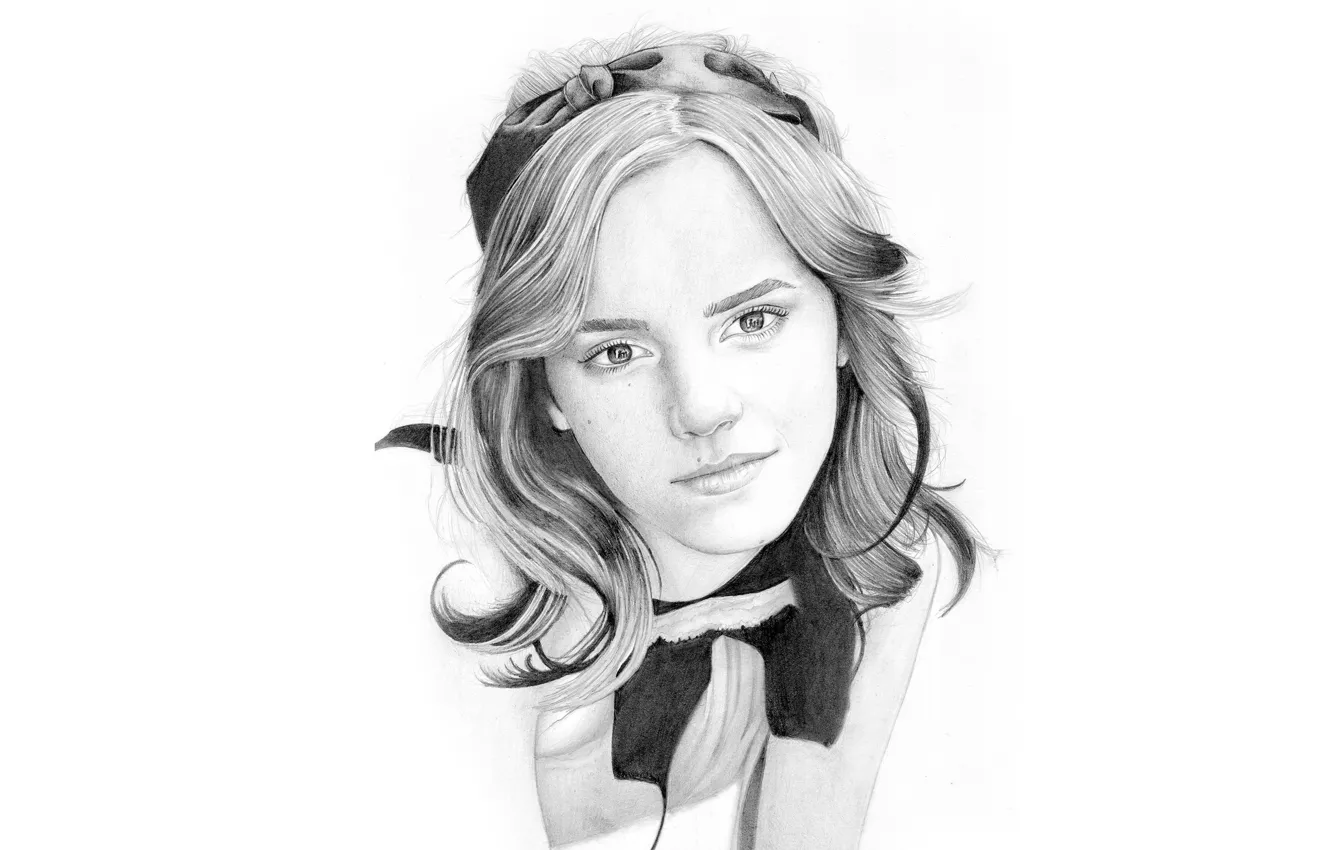 Фото обои рисунок, портрет, карандаш, Emma Watson