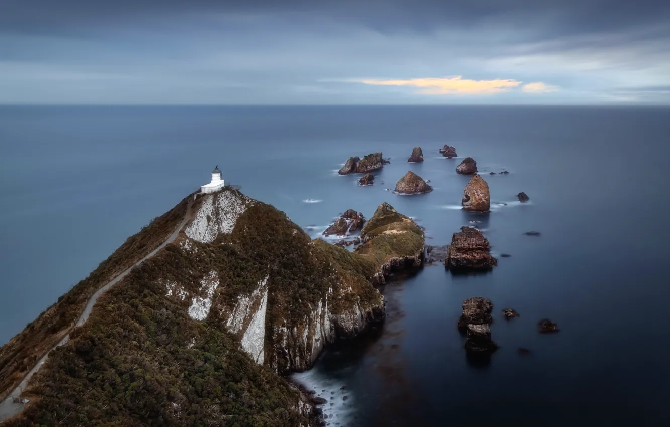 Фото обои sea, New Zealand, Nugget Point Lighthouse