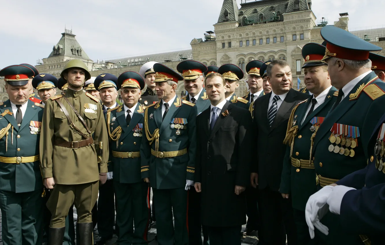 Фото обои праздник, солдаты, военный, Дмитрий Медведев, Офицеры