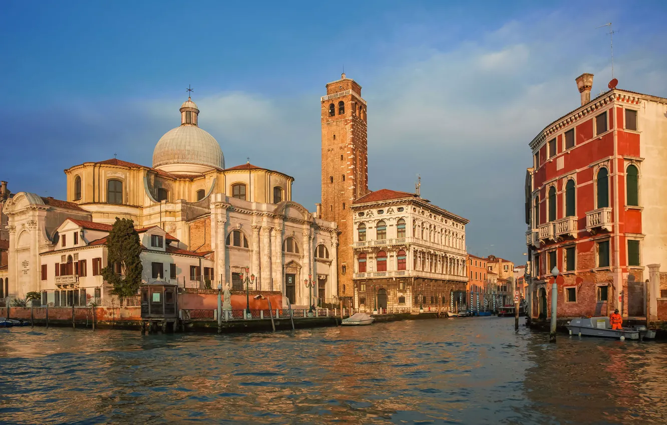 Фото обои здания, дома, Италия, церковь, Венеция, канал, Italy, Venice