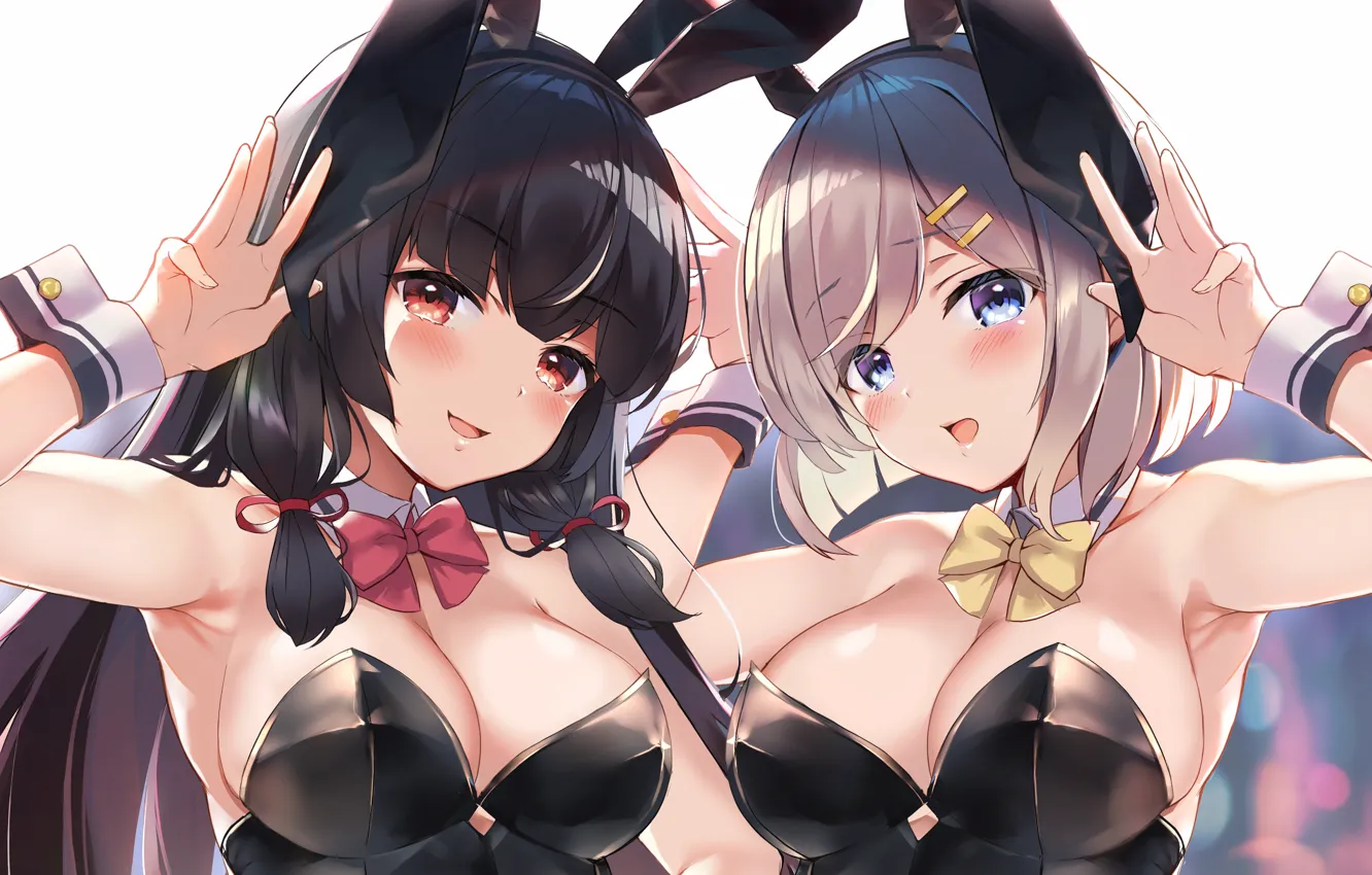 Фото обои sexy, cleavage, long hair, girls, boobs, anime, beautiful, twintails