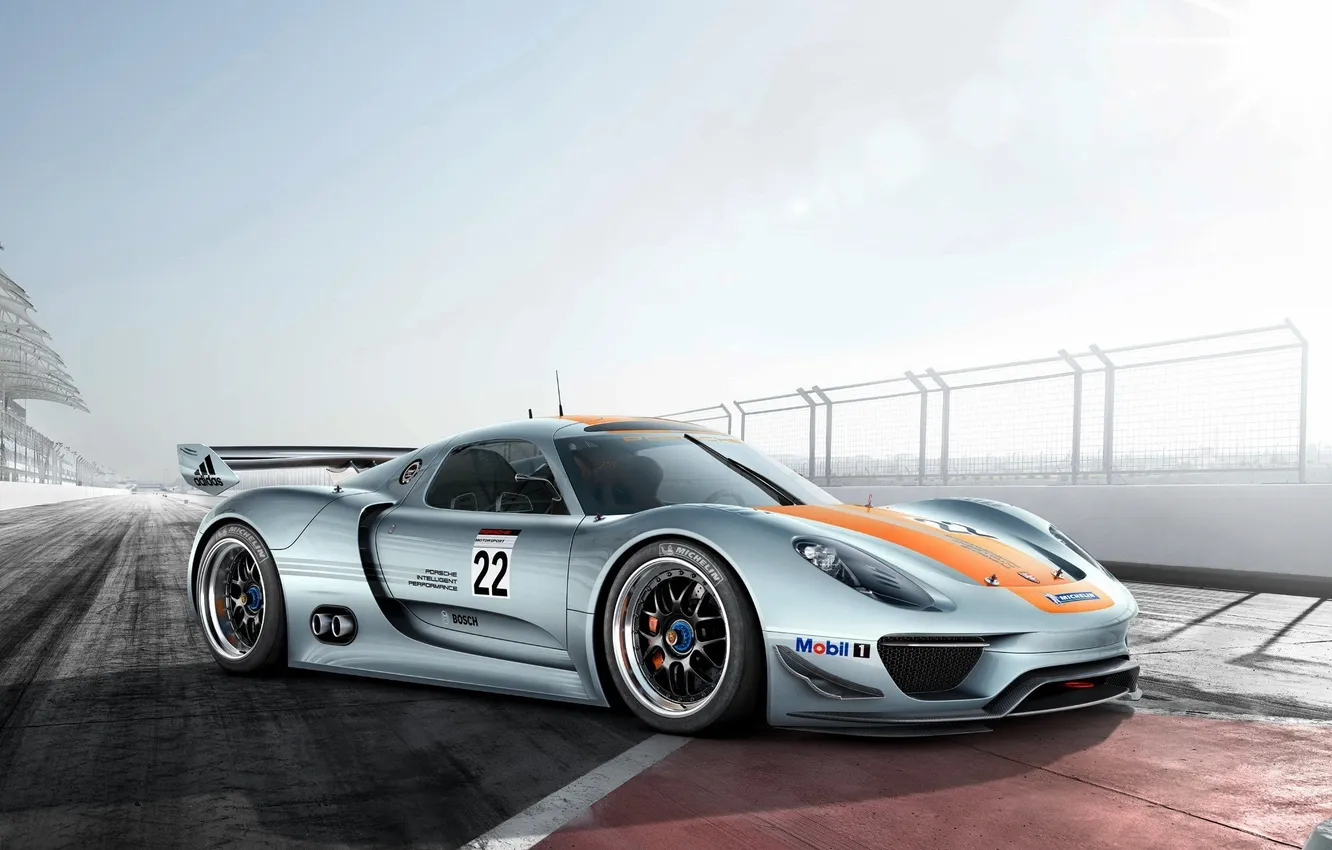 Фото обои Concept, небо, Porsche, 918, гоночный трек, RSR