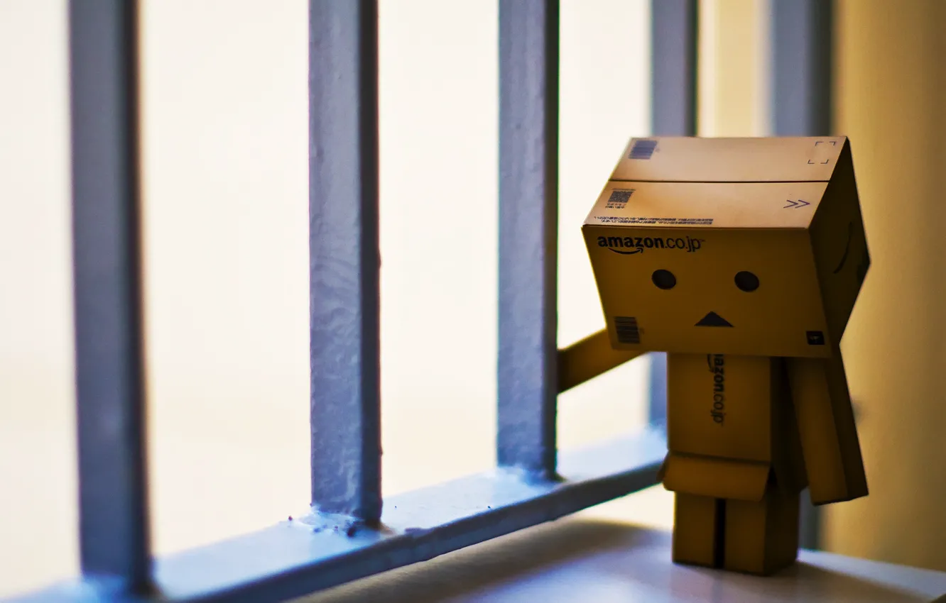Фото обои грусть, одиночество, клетка, robot, danbo, Danboard, box, toy
