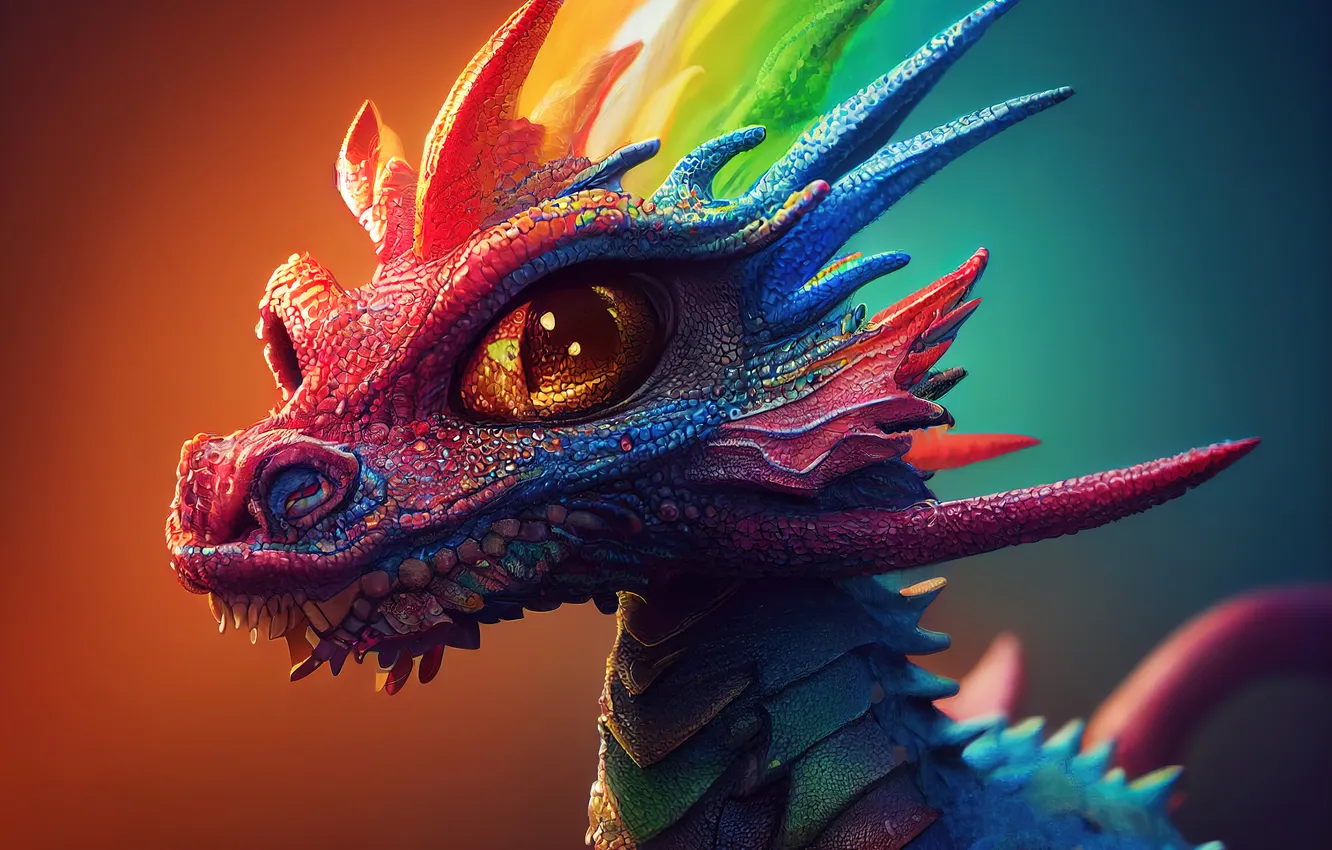Фото обои wallpaper, Dragon, Colorful, Pop Art