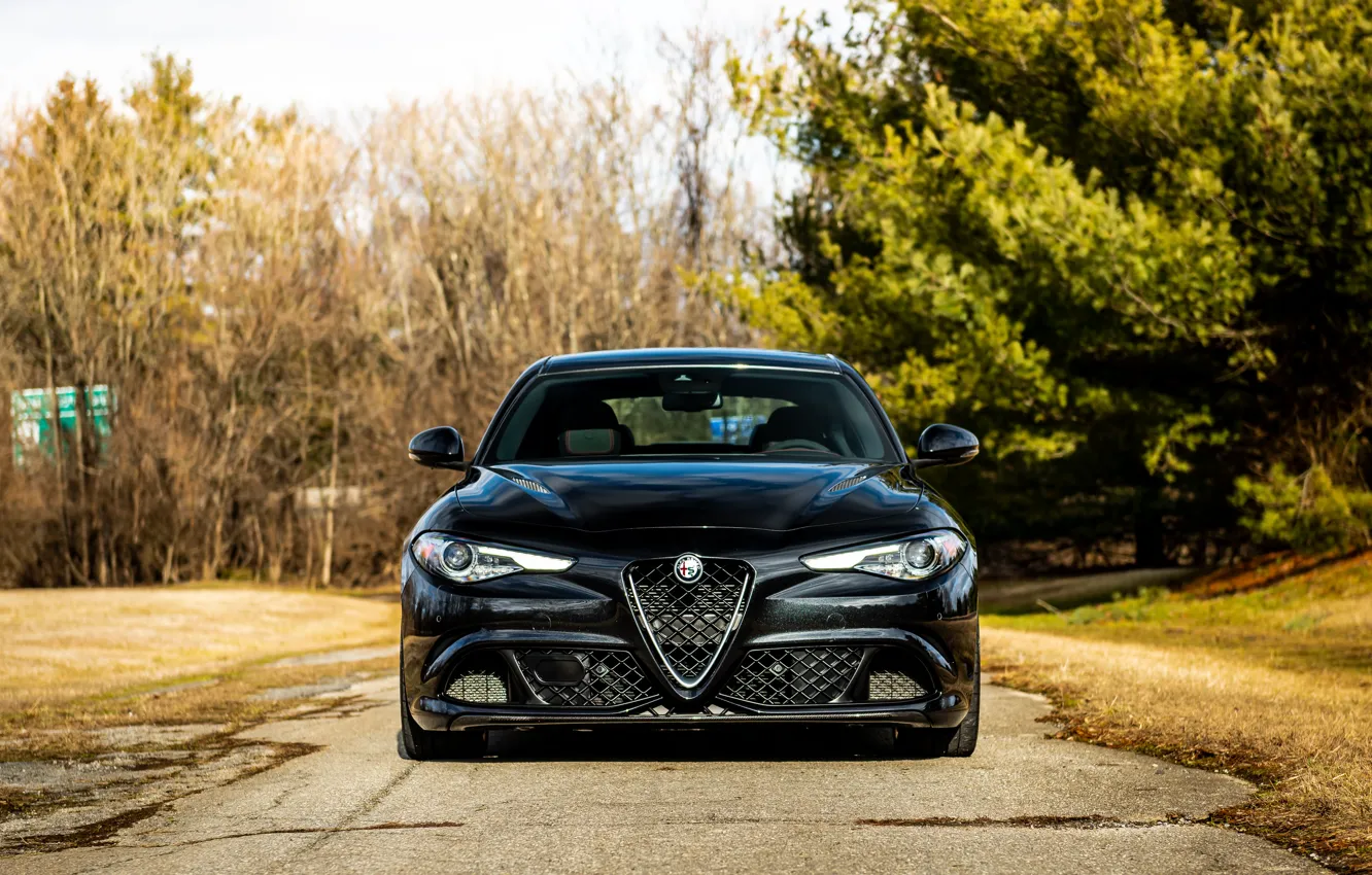 Фото обои Alfa Romeo, road, Giulia Quadrifoglio