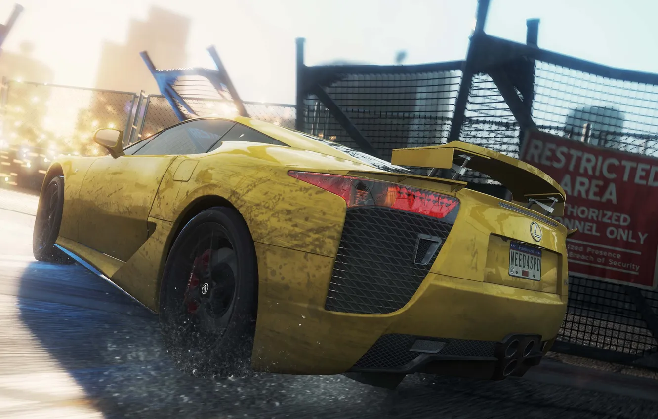 Фото обои car, 2012, yellow, Most Wanted, Lexus LFA, Need for speed