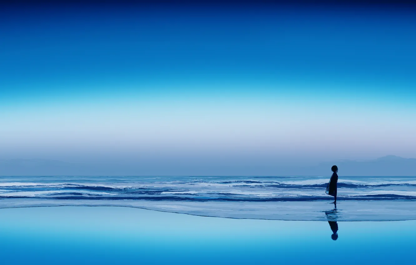 Фото обои лед, небо, вода, девочка, постапокалипсис, by Gracile
