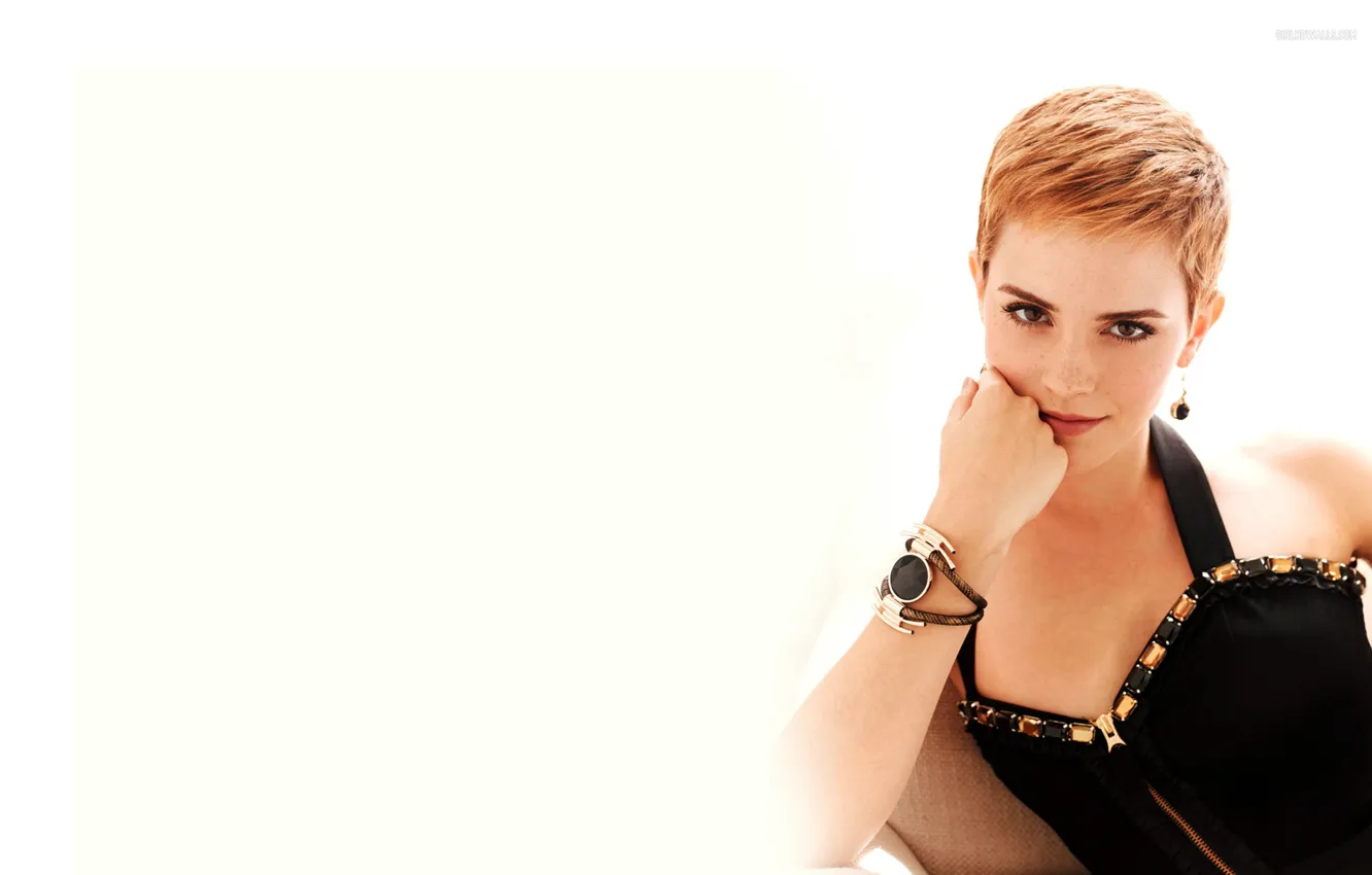 Фото обои улыбка, актриса, Emma Watson, знаменитость, короткие волосы