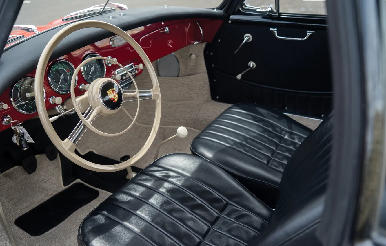 Фото обои Porsche, 356, 1958, car interior, Porsche 356A 1600 Cabriolet