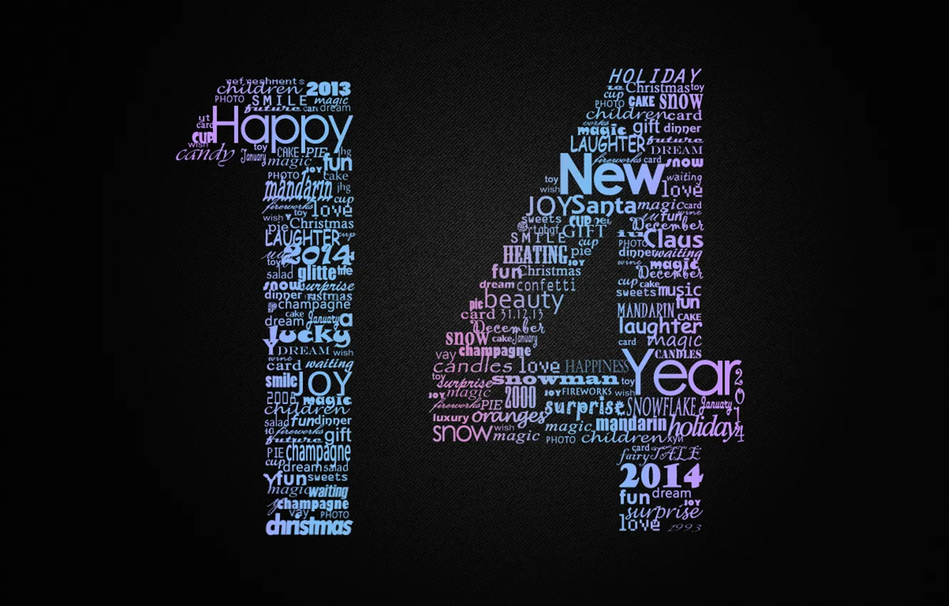Фото обои новый год, слова, Типографика, 2014