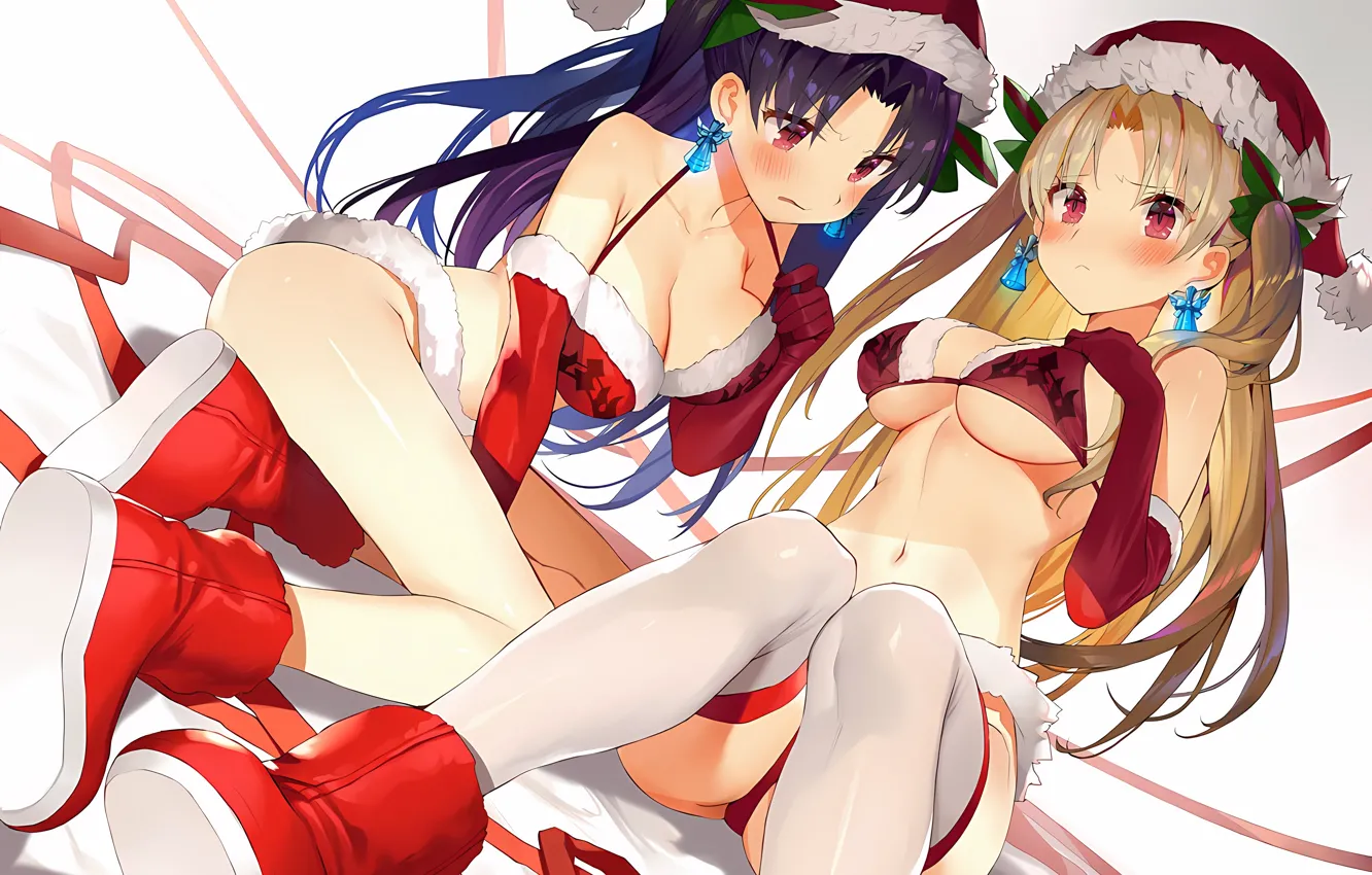 Фото обои christmas, sexy, lingerie, pantsu, bra, cleavage, panties, thighhighs