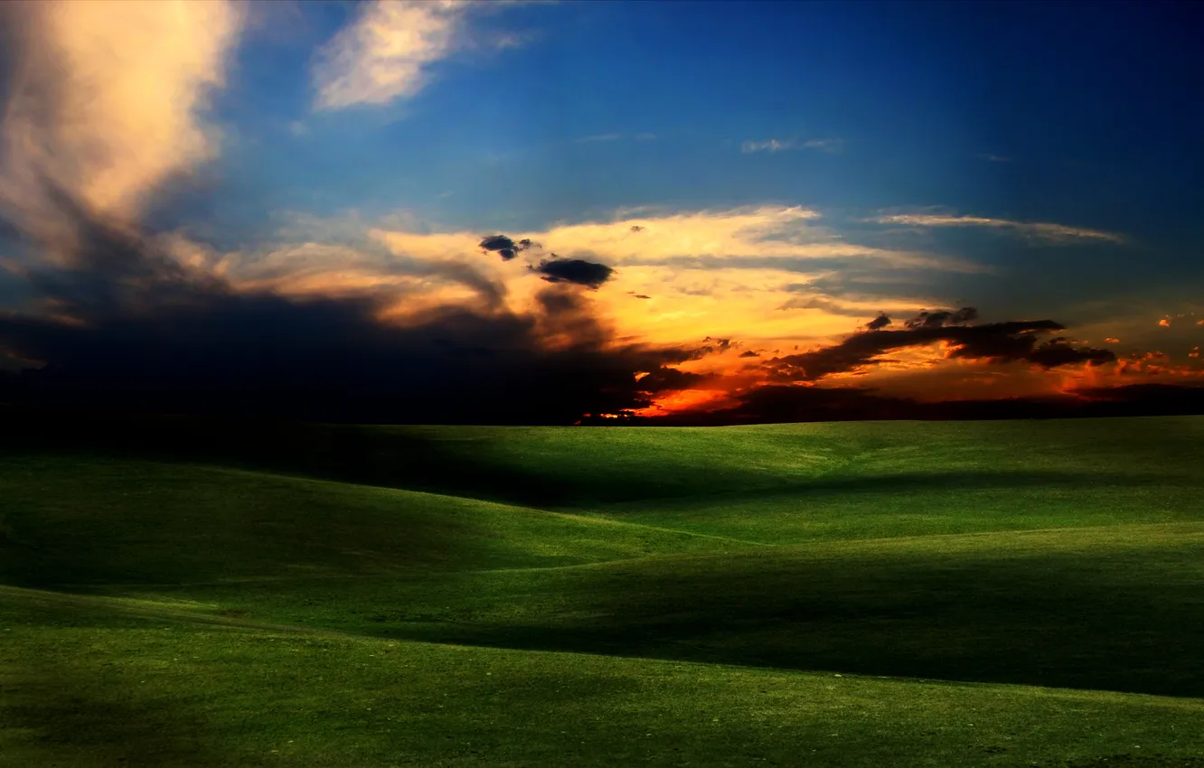 Фото обои поле, небо, трава, фото, пейзажи, красота