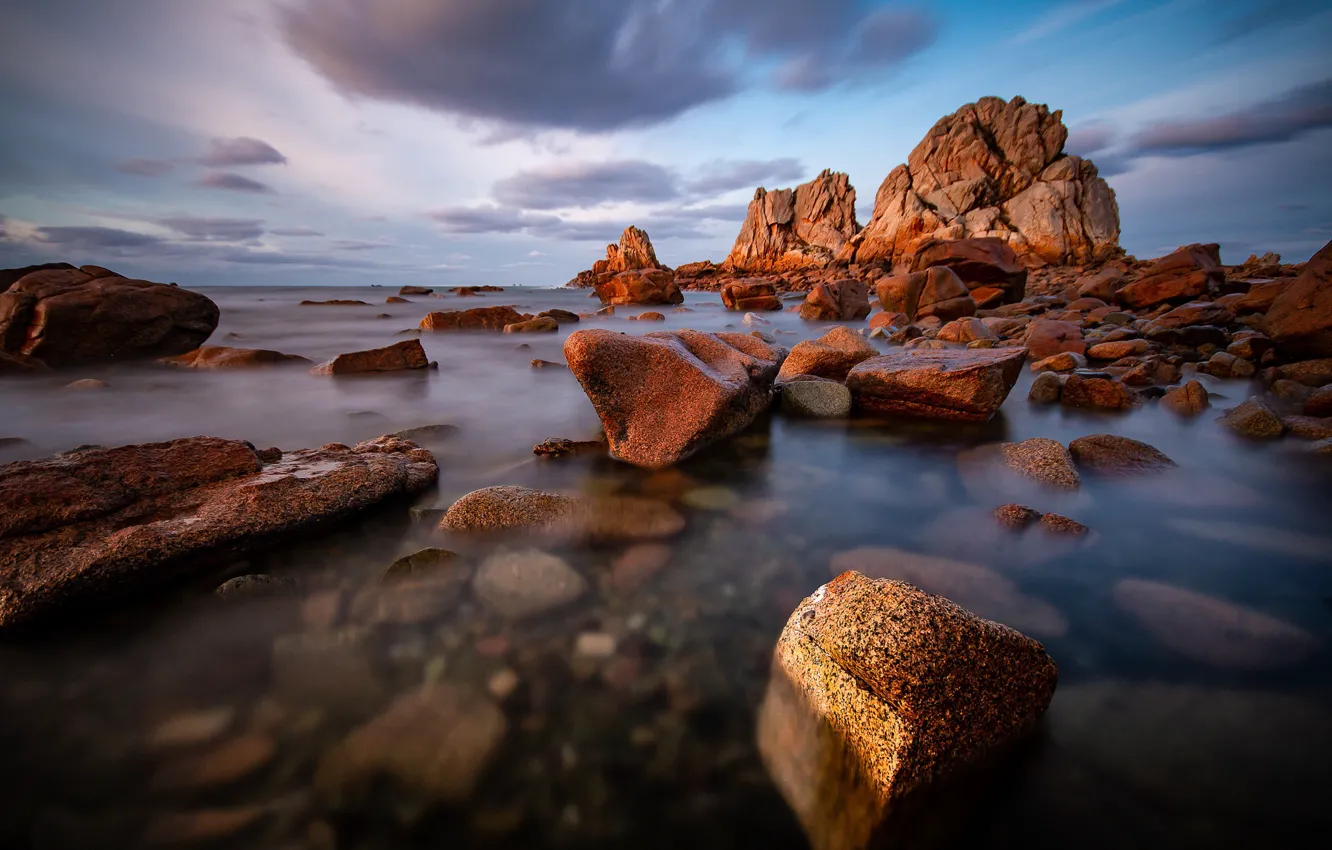 Фото обои камни, скалы, побережье, Франция, Бретань
