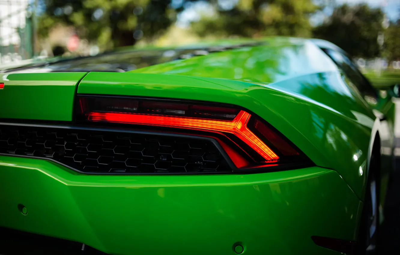 Фото обои green, боке, Lamborghini Huracán