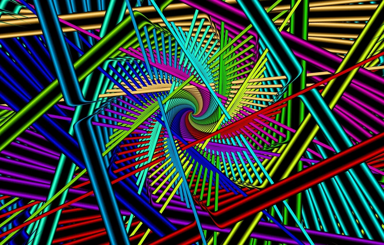 Фото обои линии, краски, спираль, тоннель, объем
