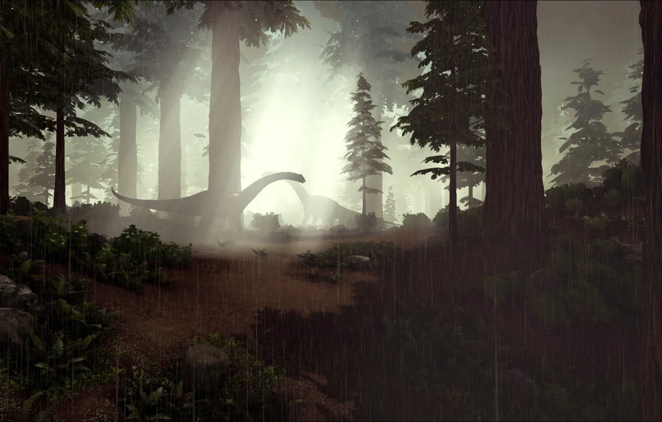 Фото обои game, forest, rain, ARK Survival Evolved