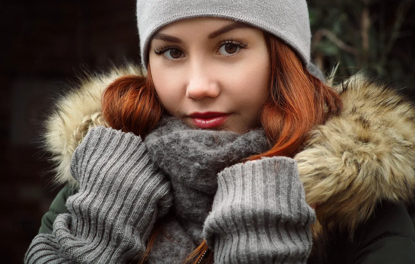 Фото обои зима, девушка, фотограф, холодно, Andrey Zhukov, Foxy Alice