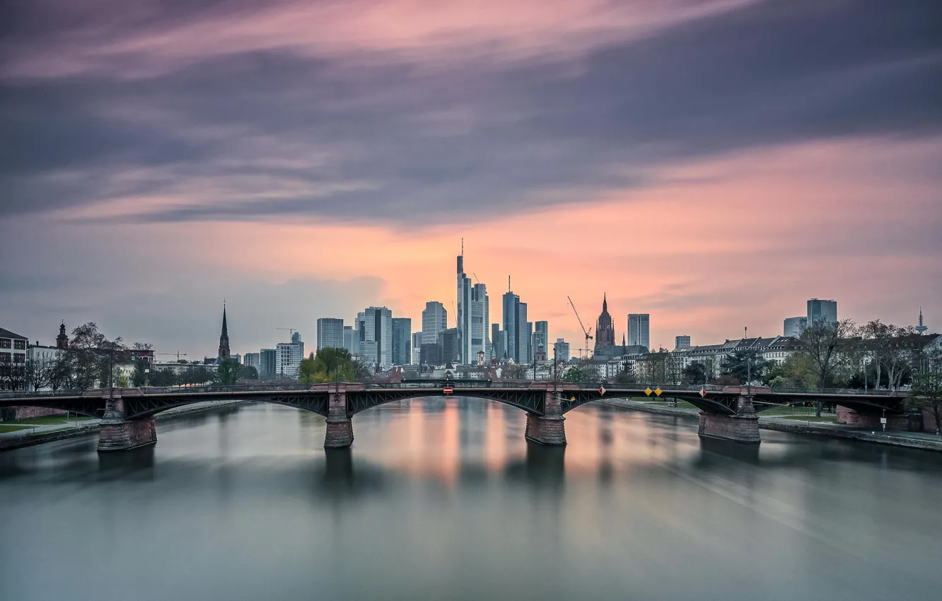Фото обои мост, город, Frankfurt am Main
