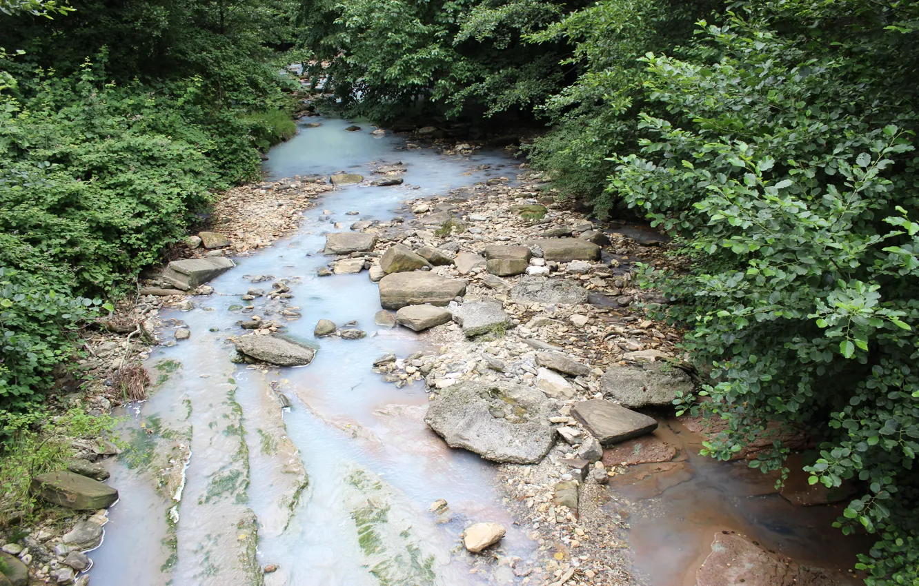 Фото обои вода, река, камни