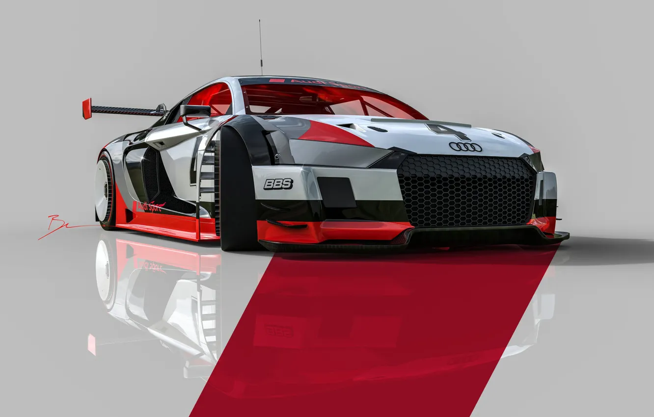 Фото обои Audi, Машина, Audi R8, Motorsport, Рендеринг, Concept Art, Спорткар, Game Art