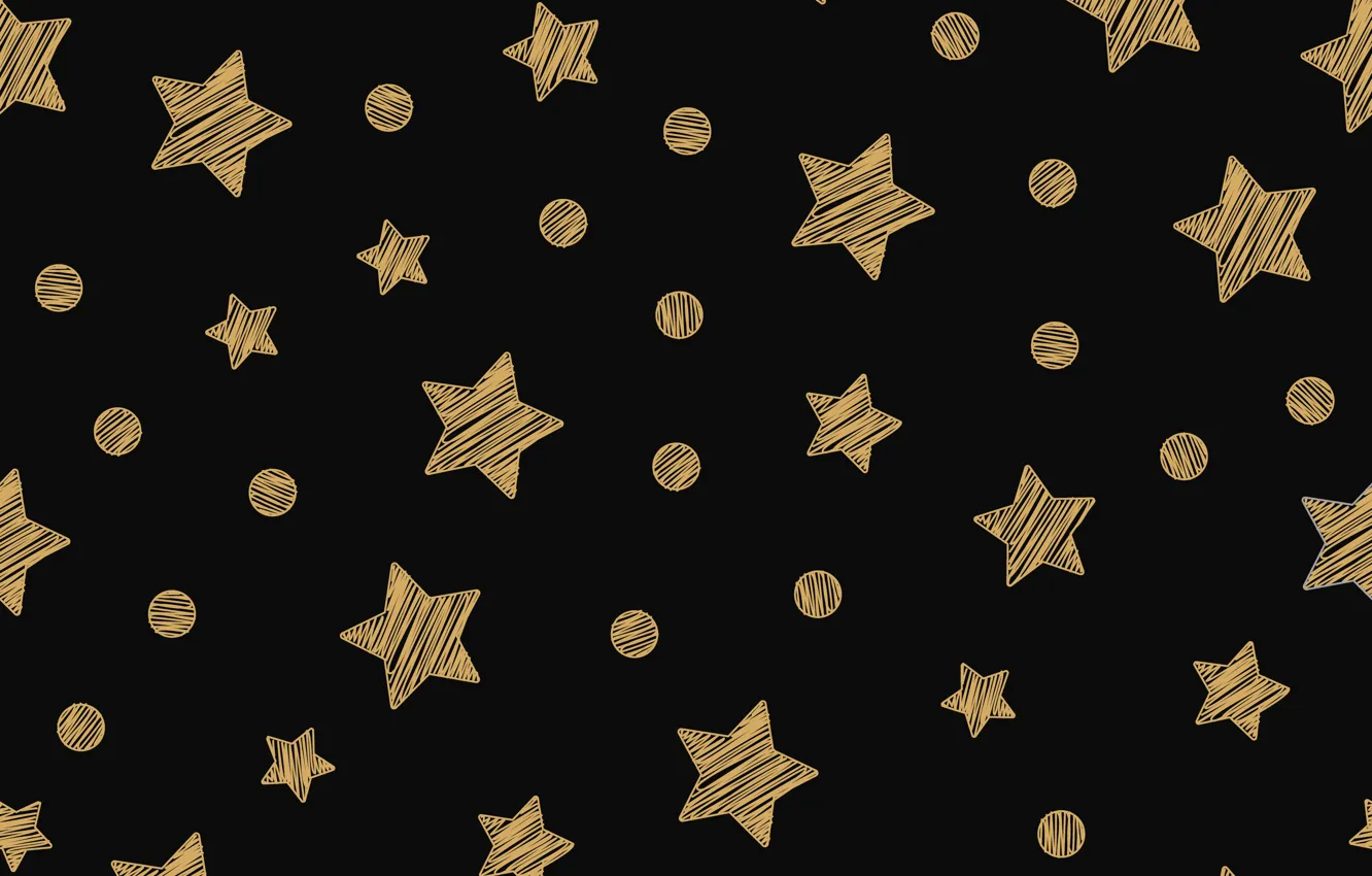 Фото обои звезды, золото, golden, черный фон, black, background, stars