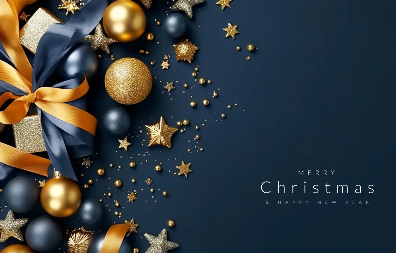 Фото обои украшения, шары, Новый Год, Рождество, golden, new year, happy, Christmas
