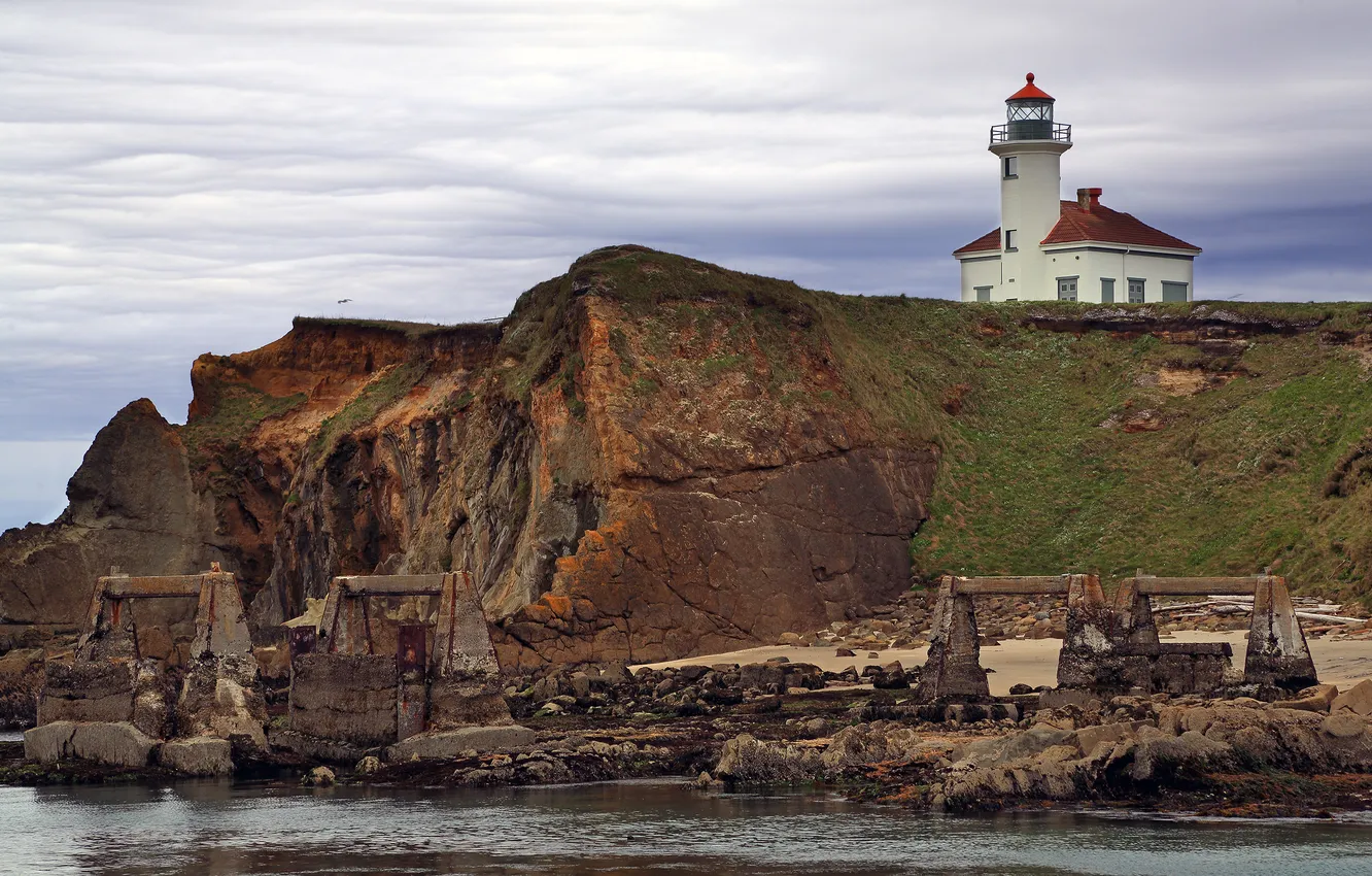 Фото обои USA, США, Cape Arago Lighthouse, State of Oregon, Штат Орегон, Coos County, Cape Arago State …