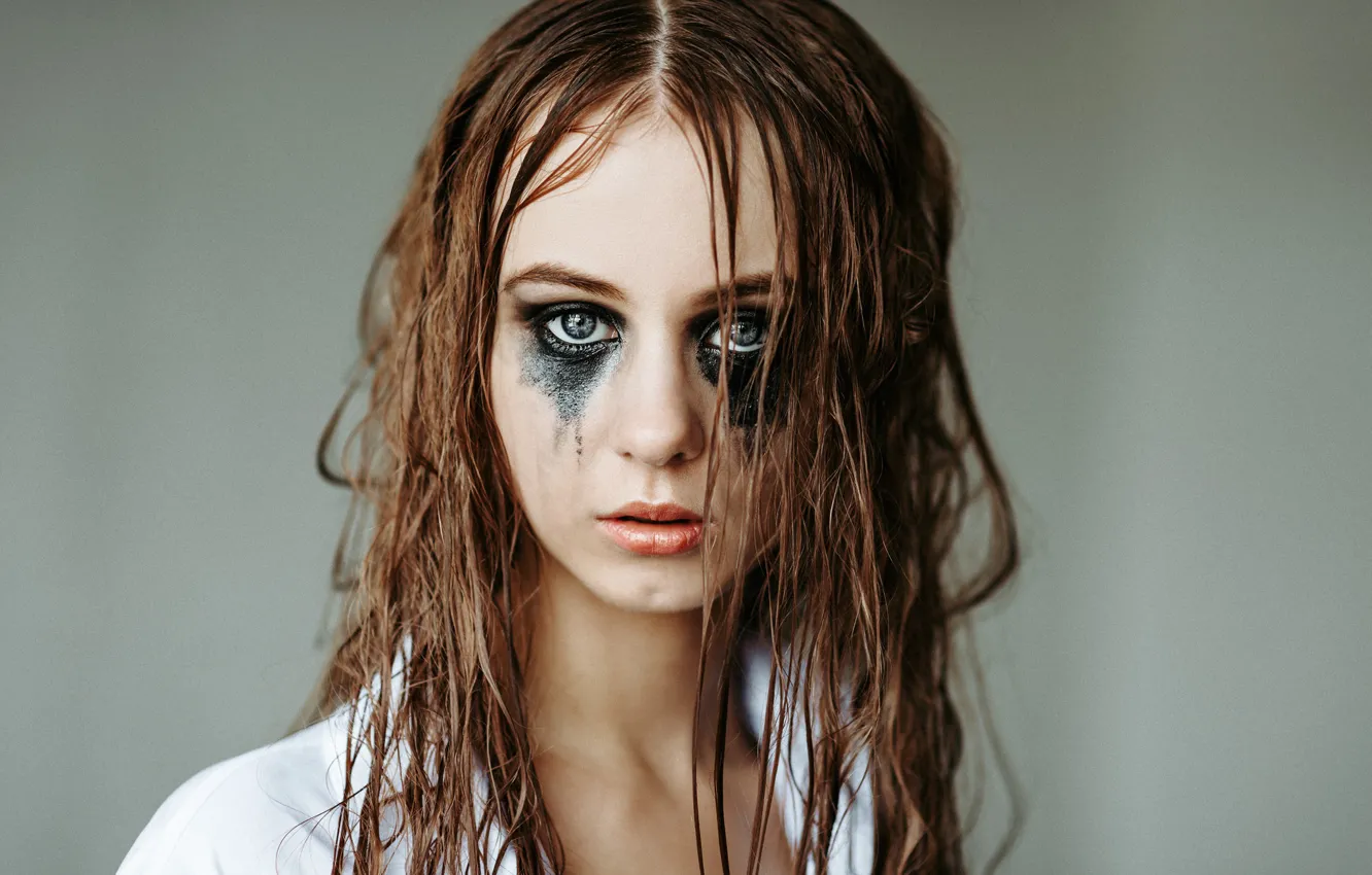 Фото обои взгляд, девушка, макияж
