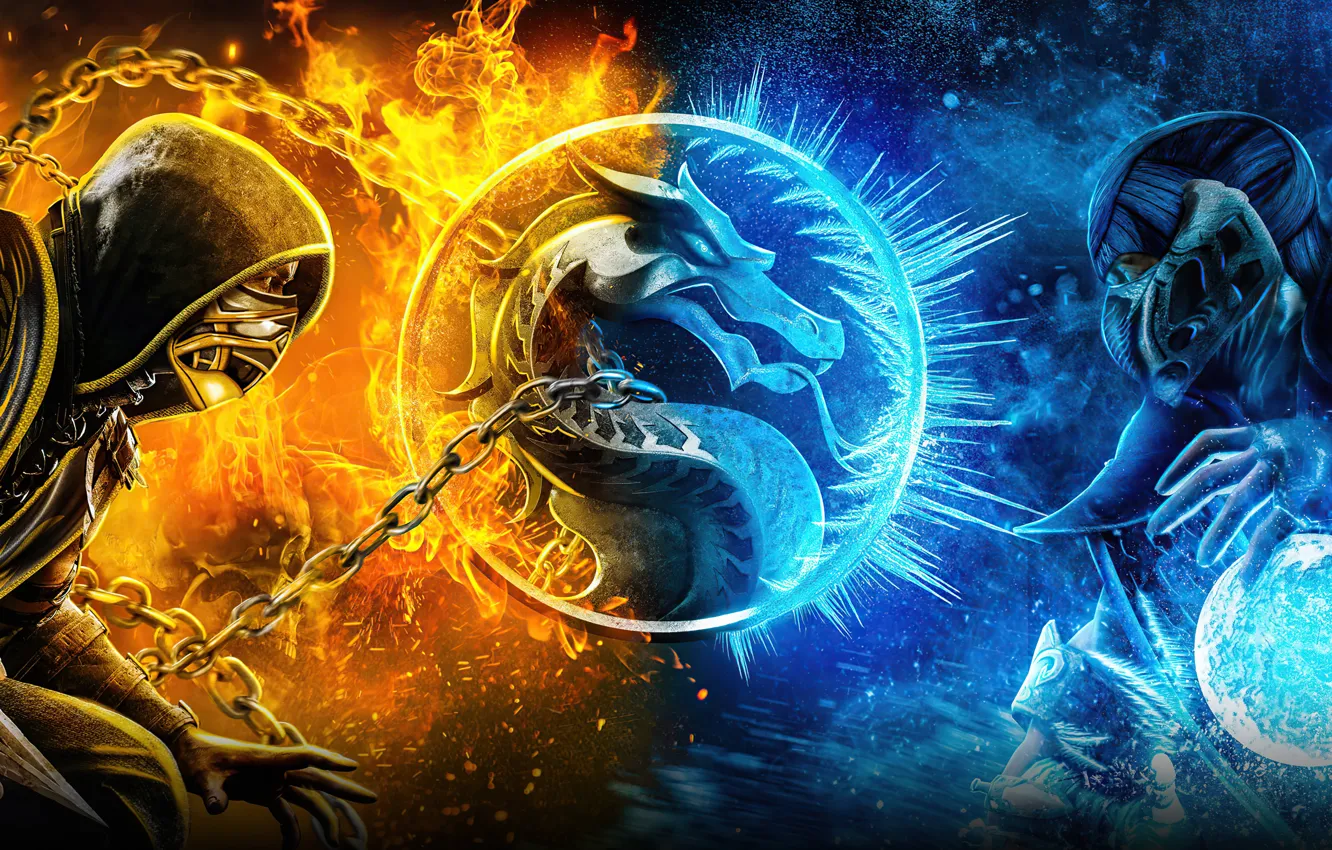 Фото обои Mortal Kombat, Scorpion, Sub-Zero, Movie, Mortal Kombat (2021)