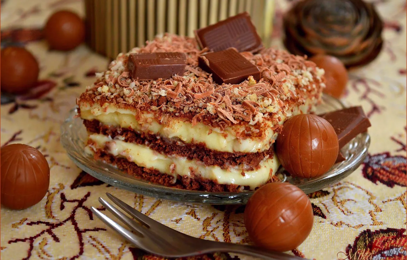 Фото обои Шоколад, Сладости, Вилка, Торт, Chocolate, Cake