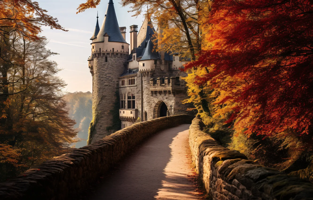 Фото обои осень, пейзаж, замок, landscape, beautiful, autumn, castle, ancient