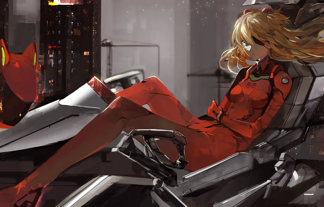 Фото обои девушка, арт, Евангелион, Evangelion