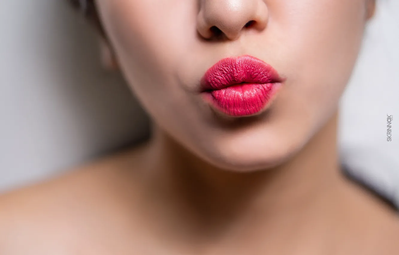Фото обои Love, Pink, Sexy, Girls, Skin, Lips, Texture, Lipstick