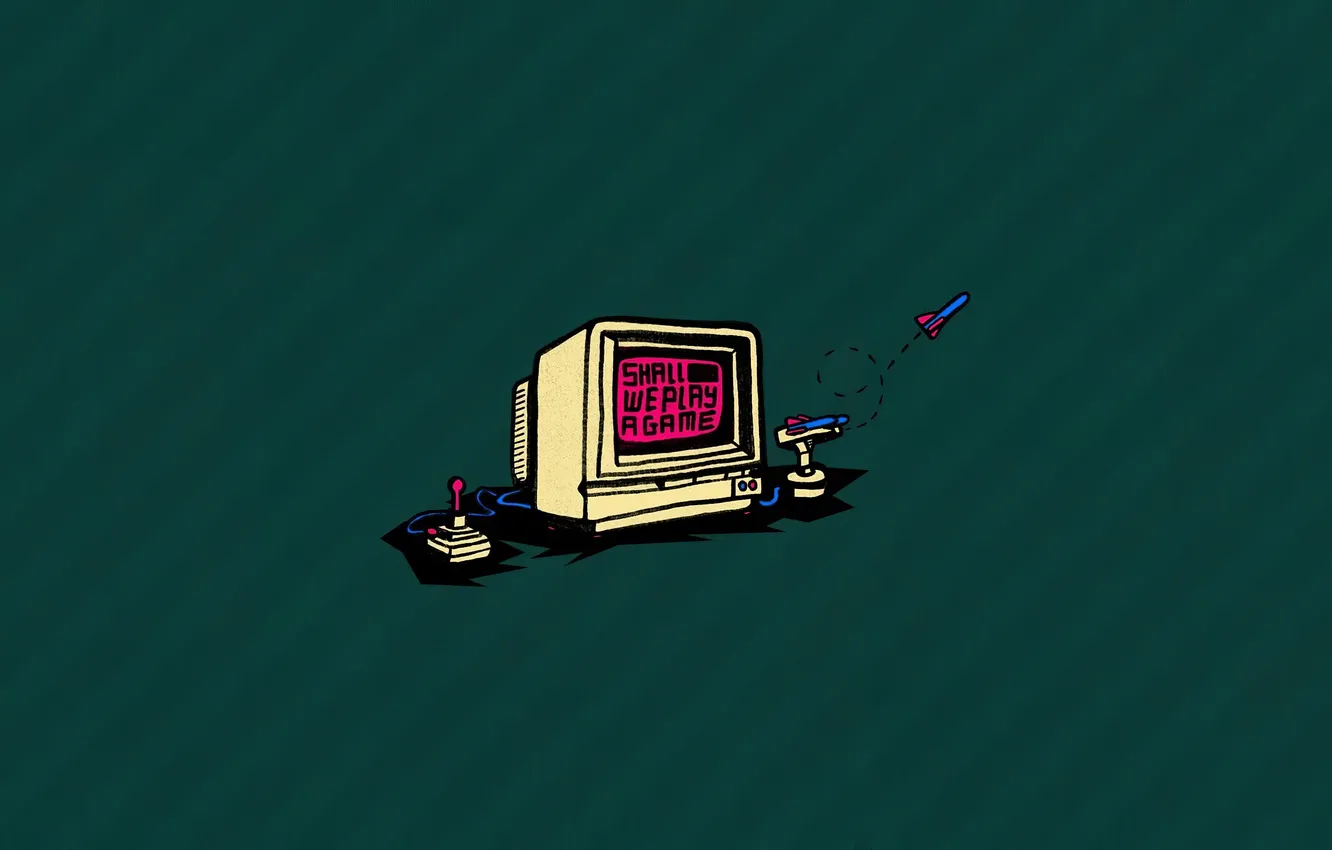Фото обои компьютер, игра, минимализм, джойстик, game, minimalism, зеленый фон, computer