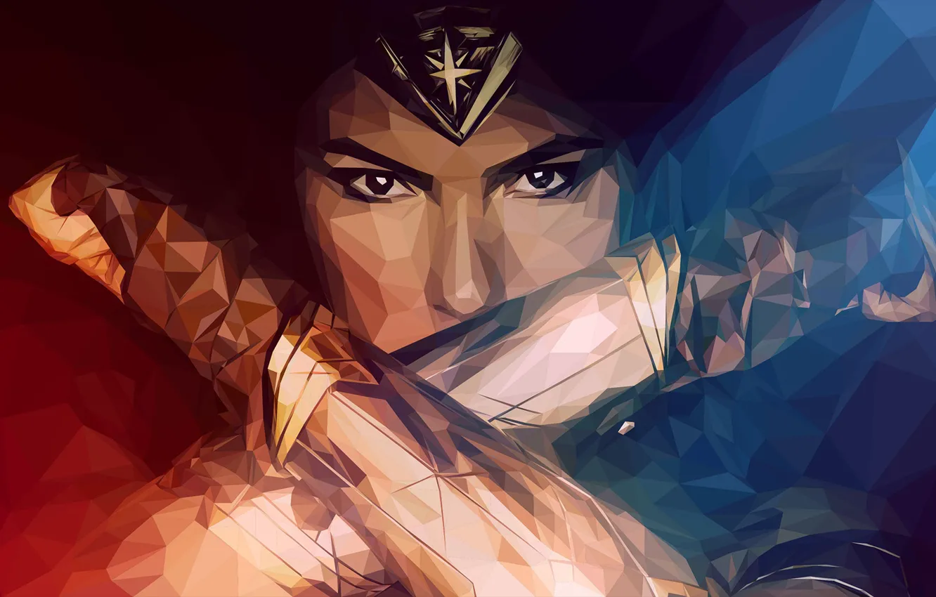 Фото обои Wonder Woman, Art, DC comics, Gal Gadot, LowPoly