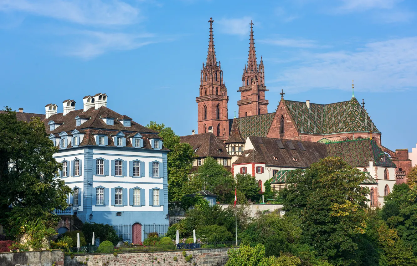 Фото обои здания, Швейцария, собор, Базель