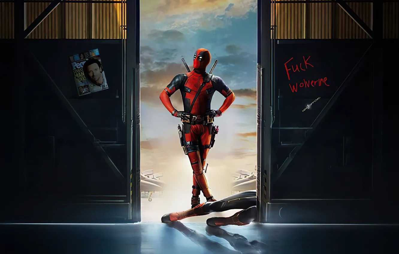 Фото обои поза, герой, костюм, мужчина, Ryan Reynolds, Deadpool, Marvel, Дэдпул
