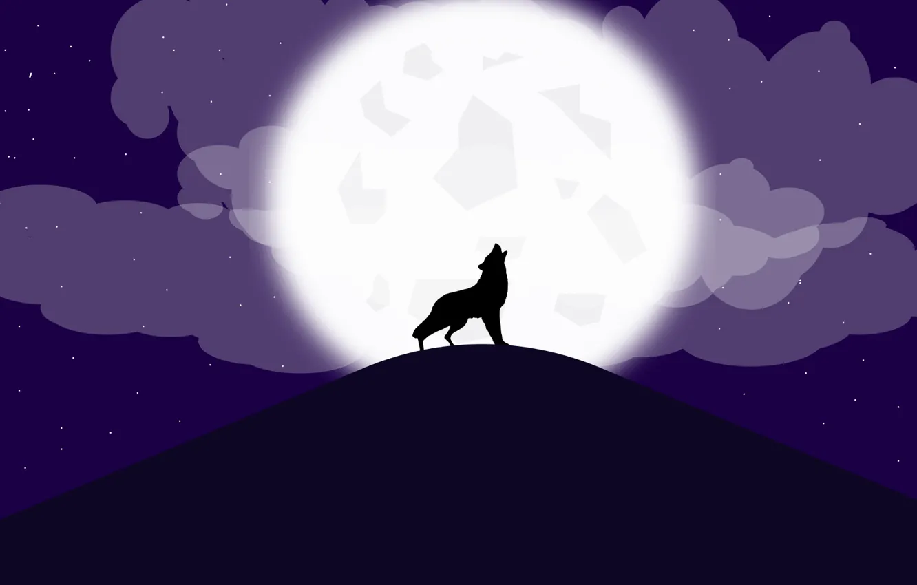 Фото обои звезды, облака, луна, хищник, атмосфера, волки, оборотень, леса