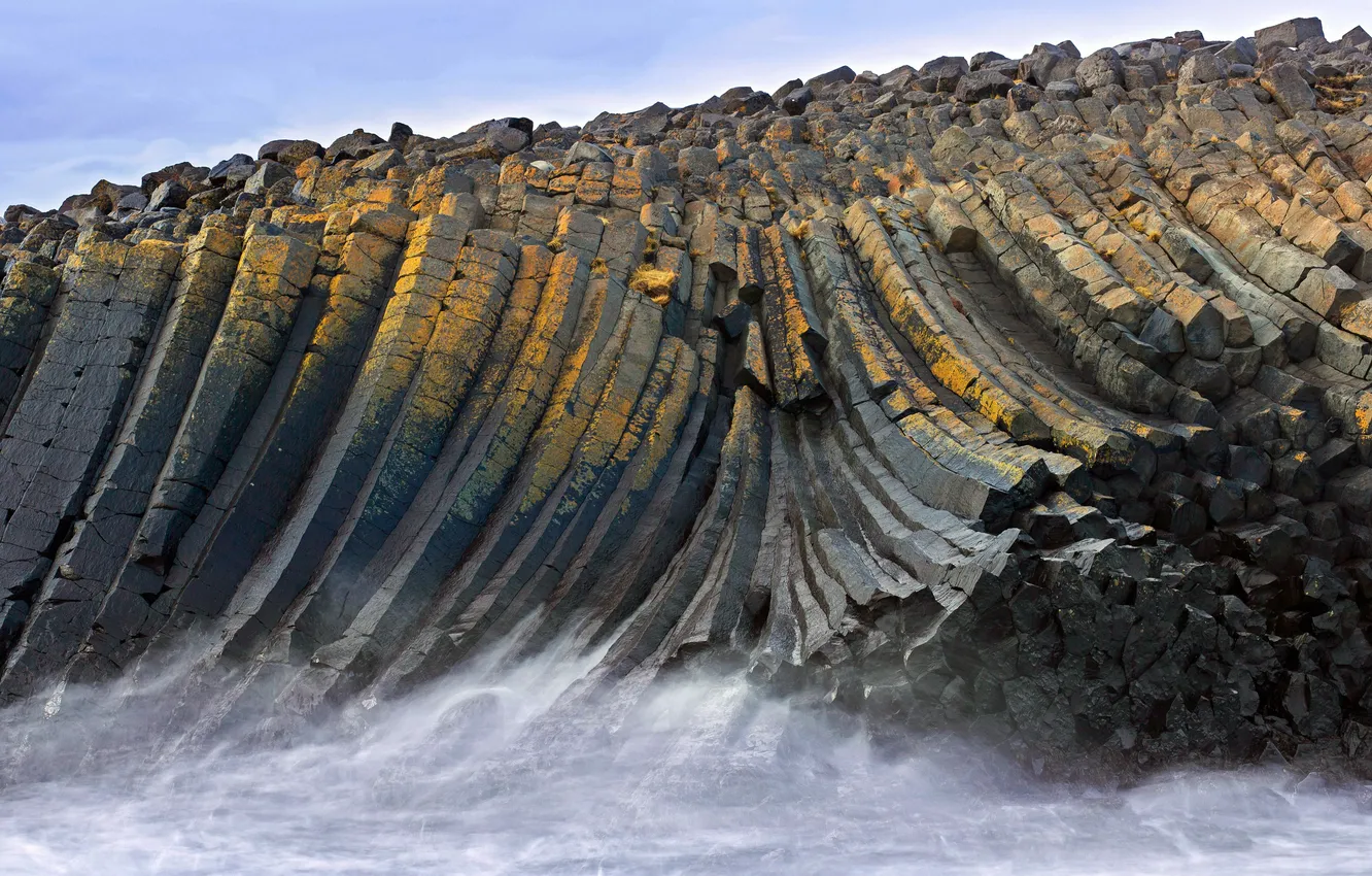 Фото обои Исландия, Iceland, Basalt columns, Базальтовые колонны, Coast Skagi Peninsula, побережье полуострова Скаги