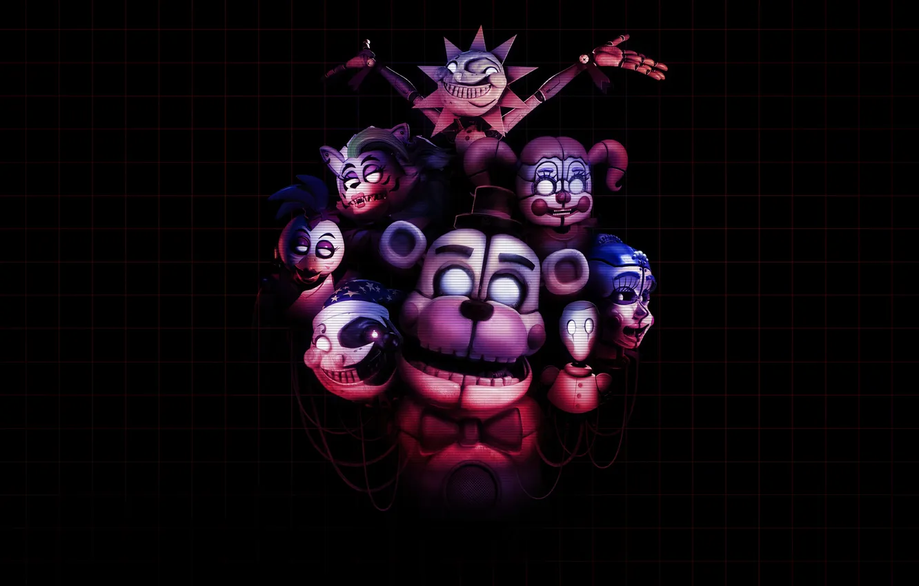 Фото обои Games, Freddy, Bonnie, Chica, Five Nights at Freddy's, Dark background, Dark aesthetic, Animatronics