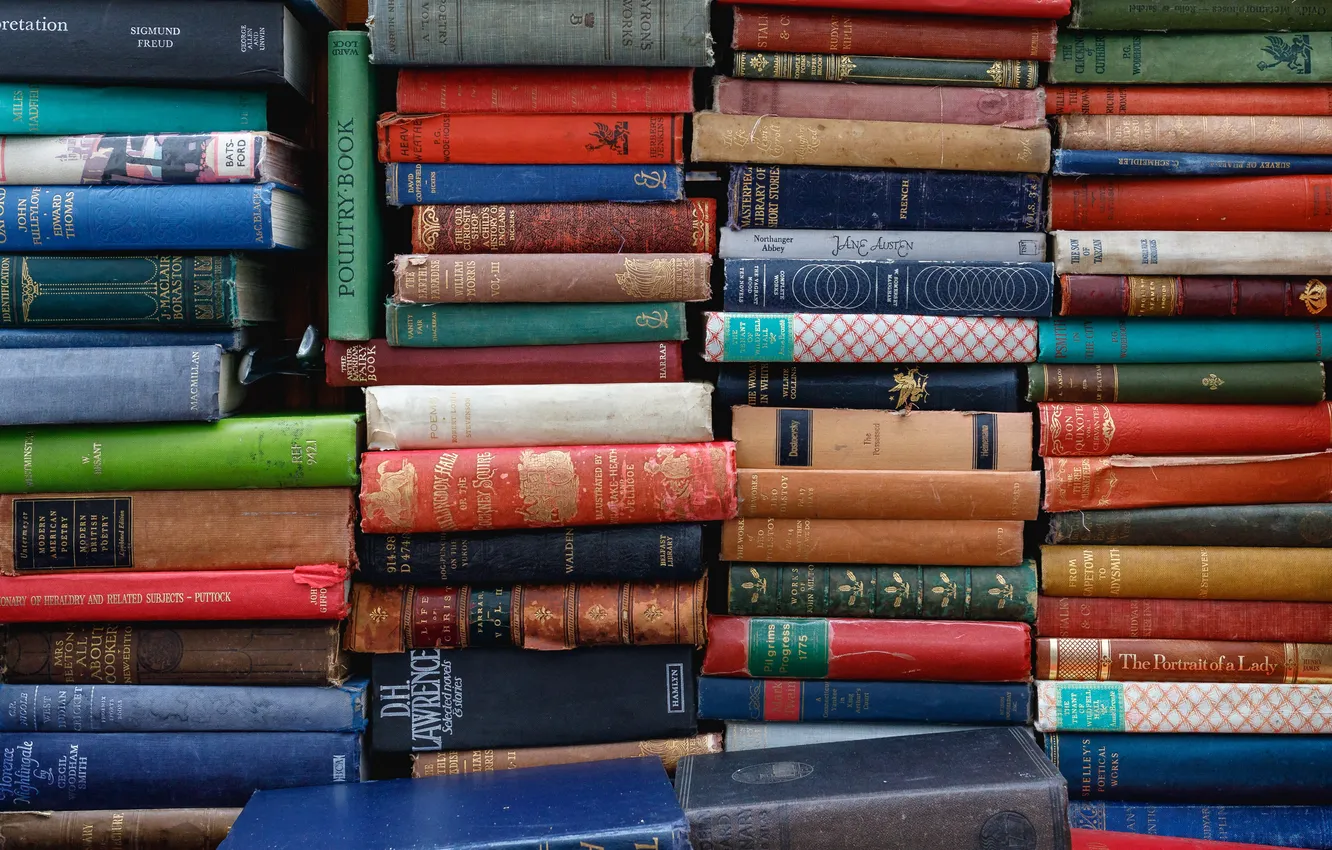 Фото обои wall, pattern, books, covers