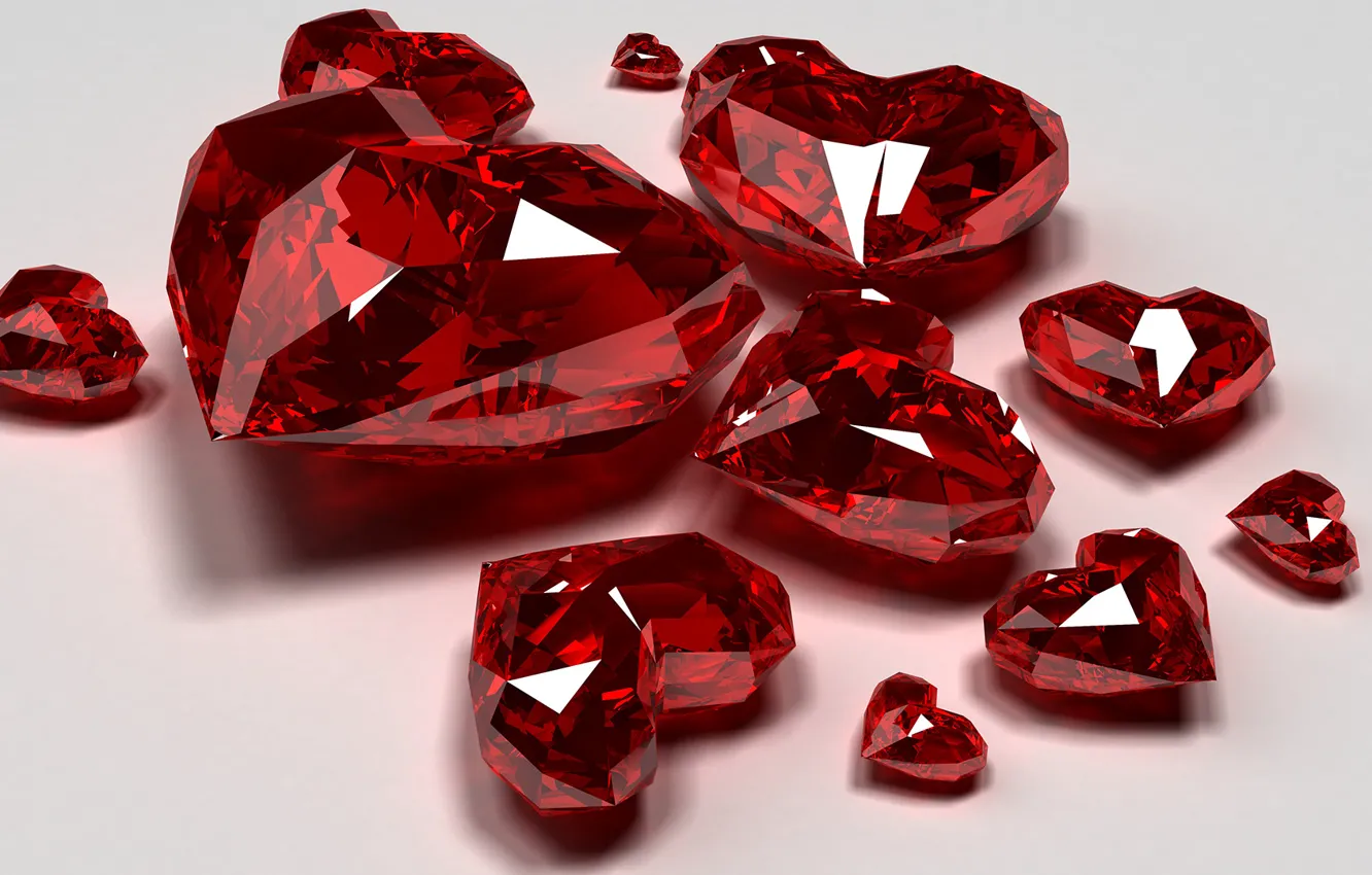 Фото обои камни, бриллианты, сердечки
