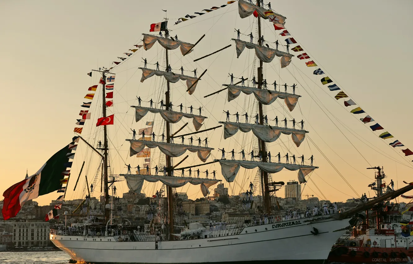 Фото обои Мексика, Cuauhtemoc, учебный парусник